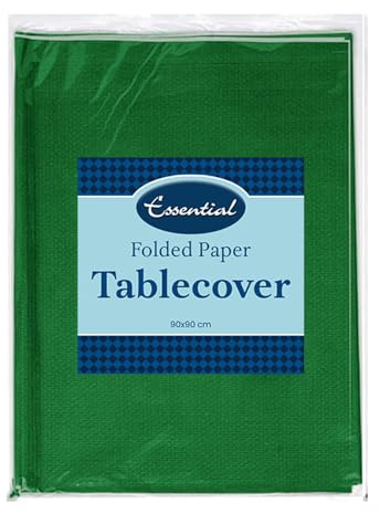 Venuscello 2 x Dark Green Paper Table Cover Cloths, 90cm x 90cm Square, Disposable, Folded, for Birthday Party