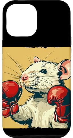 Hülle für iPhone 15 Pro Max Niedliche weiße Ratte mit roten Boxhandschuhen