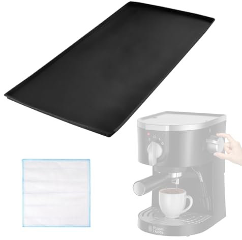 Silikonmatte Kaffeemaschine Unterlage 47x29 cm, Anti-Rutsch Unterlage für Kaffeevollautomat Barista Matte für de Longhi Magnifica, Philips LatteGo (Schwarz)