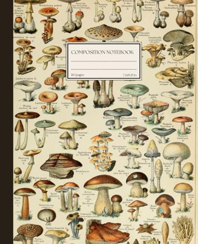 Composition Notebook: Vintage Mushroom and Fungi Illustration | Cottagecore Aesthetic | Lined Journal for Home, Work, School | 110 pages