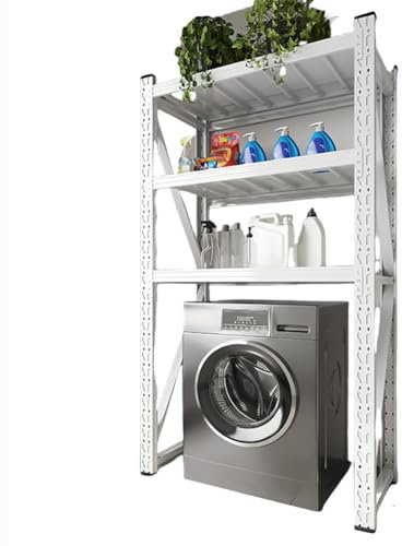 Étagère de rangement réglable à 4 niveaux pour machine à laver, sèche-linge au-dessus des toilettes, étagère de rangement robuste avec plan de travail, 120 cm x 145 cm