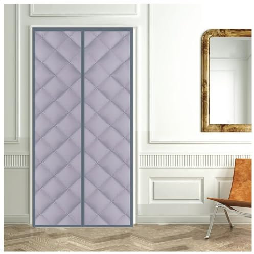 Thermal Insulated Door Curtain fit Door,Curtain Size W240xH260cm,Weatherproof Insulation Door Cover Blanket to Keep Warm Winter & Cool Summer Grey
