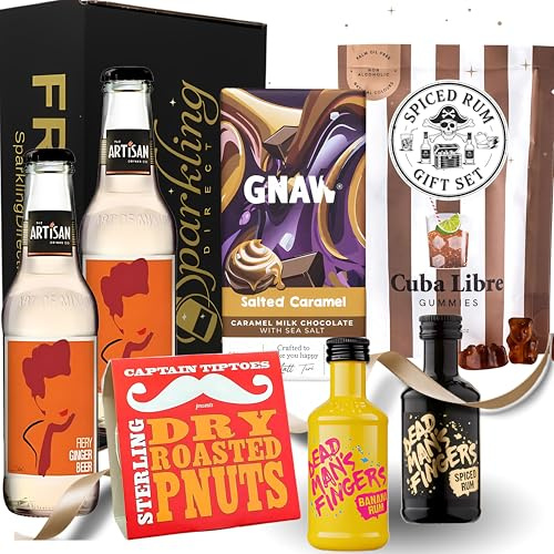 Spiced Rum Gift Set - Dead Mans Fingers Flavoured Rum Miniatures (37.5% ABV), Father's Day Gifts for Men and Women, Rum Hampers for Him and Her