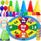 Edmirfun 4 En 1 Set De Juegos Al Aire Libre Niño,Juego De Lanzamiento,Juego De Carreras De Huevos De Cuchara, Desarrolla Psicomotricidad, Juegos De Fiesta De Cumpleaños En Jardín para Niños y Adultos