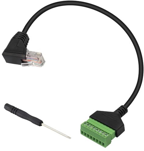 RUNCCI-YUN RJ45 Stecker auf 8 Pins Schraubklemmenblock Adapter, RJ45-Kristallstecker Kabel auf 8 Pins,RJ45-Stecker auf 8P 8C 8Pin Ethernet-Anschluss für CCTV DVR Cat6 Cat5 (30cm nach oben gebogen)