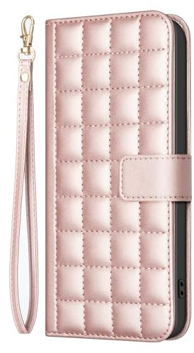 Ucikov Custodia per telefono per Apple iPhone 15 Pro Max,Cover da donna e ragazza antiurto sottile in pelle borsa per Apple iPhone 15 Pro Max,oro rosa