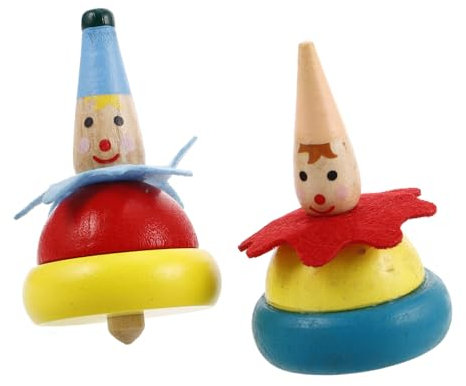 VICASKY 2er Set Bunte Handgemachte Clown Kreisel Holzspielzeug Für Intelligentes Mit Lustigem Clown Design Und Leuchtenden Farben Perfekt Für Den Kindergarten Und Kreative Spielstunden