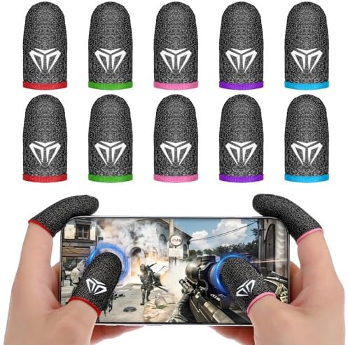 WLLHYF 10 Stück Gaming Finger Sleeves Elasthan Fasern Mobile Game Touchscreen Fingerhülse Bequeme Atmungsaktiver Anti-Schweiß Finger Handschuhe Daumenhülsen Fingerabdeckung Fingerlinge Gaming Zubehör