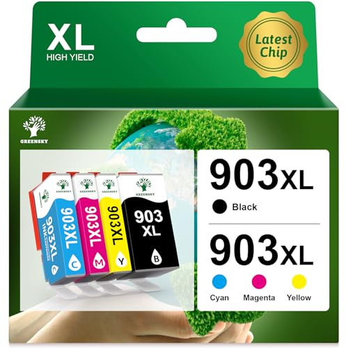 GREENSKY 903XL Druckerpatronen Kompatibel für HP 903 XL Multipack für HP 903 Druckerpatronen für HP Officejet 6950 Druckerpatronen für HP Officejet Pro 6970 Patronen 6960 All-In-One-Drucker (4-Pack)
