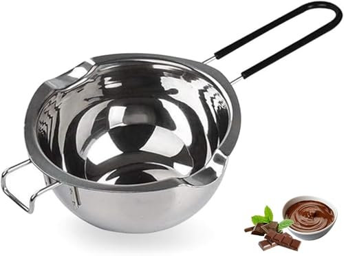 GJFWQC 1PC Stainless Steel Melting Chocolate Pot with Heat Resistant Handle,Double Boiler Pot for Melting Chocolate, Butter,Candle and Soap Making Utensil for Kitchen