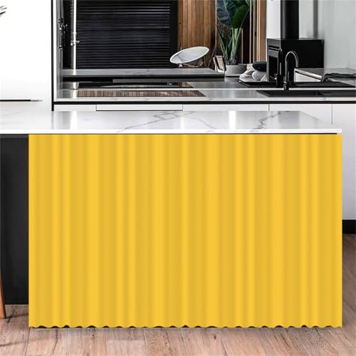 Highdi Rideau Armoire Cuisine Courts, Meuble Rideau Cache Placard Anti Poussière Auto-Adhésif sans Perçage pour sous Evier, Cuisine Porte de Placard, Étagères (Jaune01,70 * 90cm)