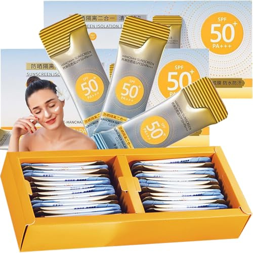 100 Pack Travel Size Sunscreen SPF 50+, Mini Sun Cream Multipack, Anti-Ageing Sunscreen for Face and Body, Waterproof Non-Greasy, 50 * 1g (2)