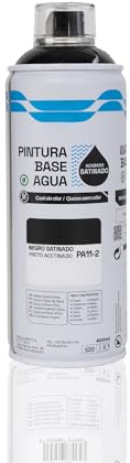 BESCH Pintura en Spray Base Agua 400ml – Ecológica, Sin Olor, para Madera, Plástico, Metal y Cartón – Cobertura Uniforme y Secado Rápido - Negro Satinado, 1 unidad
