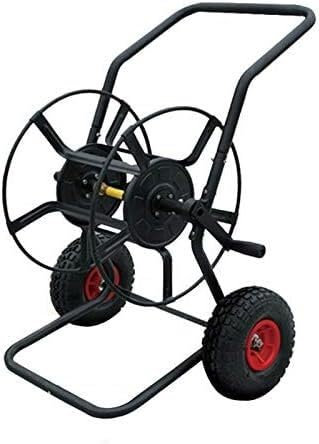 HGOuhK Schlauchtrommel Tragbarer Schlauchwagen, Gartenschlauch-Aufbewahrungsregal, Metallschlauchtrommel for den Außenbereich mit Gummirädern(3/4 inch Interface cart)