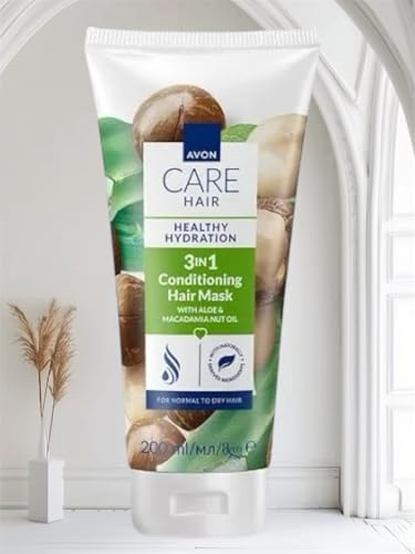 Avon Care 3-in-1 Pflegende Haarmaske mit Aloe & Macadamia-Öl, 200 ml