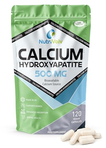 Calcium Hydroxyapatite | 120 Capsules | MCHA - Microcrystalline Hydroxyapatite | Healthy Bones & Teeth | 500mg Elemental Calcium Per 2 Capsule Dose | Most Bioavailable Form | by NutriVolv