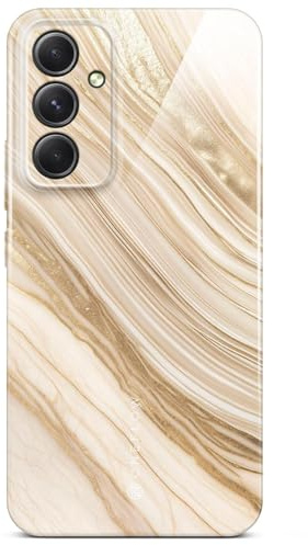 ONEFLOW Bliss Cover für Samsung Galaxy A54 5G Hülle in Marmor Optik, Designer Case Handy Schutzhülle mit Kameraschutz, Muster Hardcase Glitzer Handyhülle marmoriert, Gold Beige
