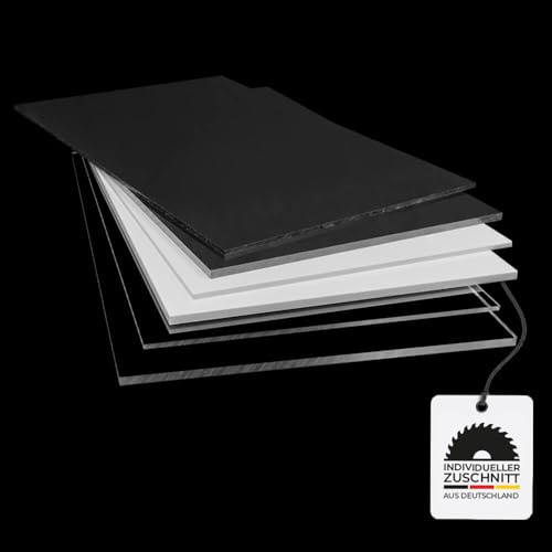 HausFux Acrylglasplatten – Zuschnitt nach Maß – Transparent/Weiß/Schwarz – 2–10 mm stark – GS – UV-beständig, bruchsicher, glasklar (3 mm - GS, Schwarz, 30 x 30 cm)