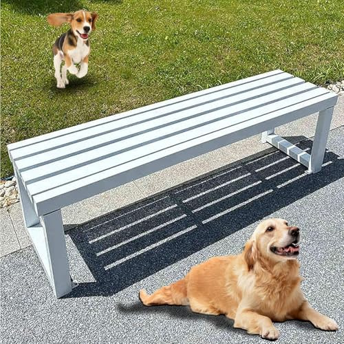 Pure Wrought Iron Backless Garden Bench 23 Person Outdoor Seating with Fixing Holes Durable Metal Patio Furniture for Parks Schools and Plazas (White 100cm)