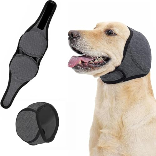 Dreaku Dog Ear Defenders, Noise-Reducing Calming Dog Ear Protectors (M) | Adjustable protectors for grooming, bathing, swimming & pet anxiety relief.