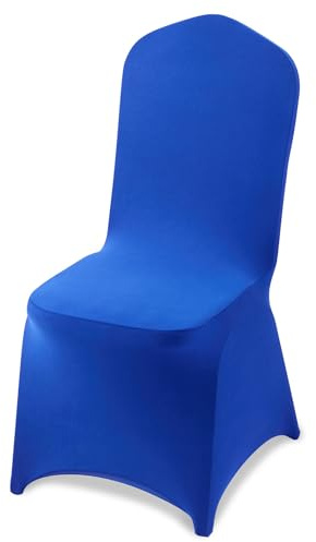 VEVOR 50 Pcs Royal Blue Chair Covers, Polyester Spandex Chair Cover, Stretch Slipcovers for Wedding Party Dining Banquet Flat-Front Chair Covers, Fits Chair Measures up to 20.08 x 17.72 x 37.4 inch