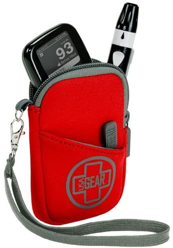USA Gear Glukosemessgerät-Tasche und Inhalator-Halter - Wetterfestes Neopren, Gürtelschlaufe, abnehmbarer Handgurt - Etui für Blutzuckermessgerät, Lanzetten, Stechhilfe, Asthma-Inhalator und Mehr