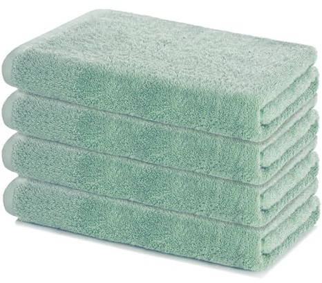 Lavea® Sydney 4er Duschtucher Set - 60x120 cm - Eukalyptus | 100% Baumwolle – Weiche Frottee Duschtücher, saugstarkes Handtuch Set für Bad, Gäste-WC & Sport, OEKO-TEX® Standard 100