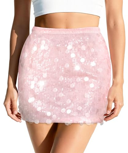 XquiziFit Paillettenrock Mini für Damen Glitzernder Sexy Micro Rock Party Oder Nachtleben