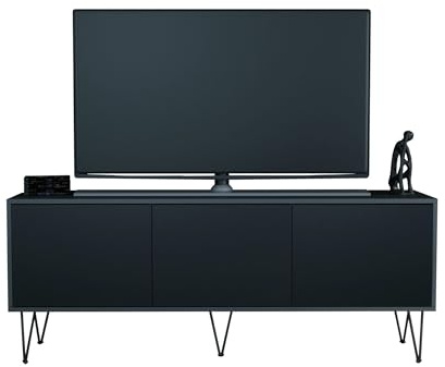 InnoFurn Tv-Board Elena, Lowboard mit Push-to-Open, Made in Germany, Moderner Fernsehschrank für Wohnzimmer Schlafzimmer, Anthrazit matt/Schwarz matt (152,5 x 43 x 37 cm)