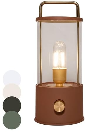 Coen Bakker LED Laterne Tischlampe dimmbar IP44 Lampe USB Warmweiß für Innen & Außen 15x11 cm Tischleuchte, Farbe:Terra