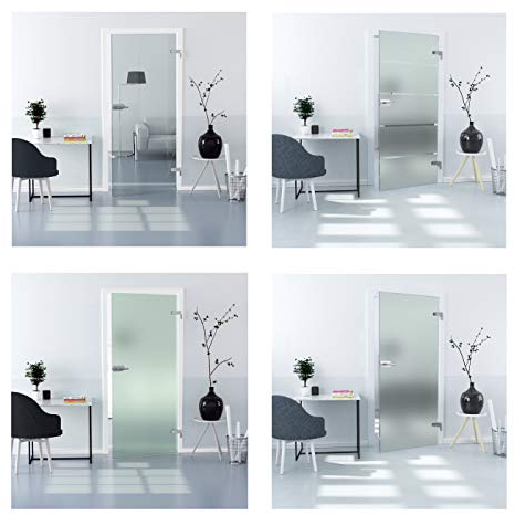 Duradoor Hoja de puerta de cristal entero en 5 tiras, 1972 mm x 709 mm x 8 mm, DIN derecha, ESG, puerta de oficina, puerta interior flotante