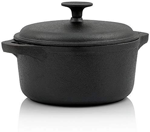 BBQ-Toro Gusseisen Cocotte | 4 Liter, Ø 22,5 cm | schwarz, rund | Bräter mit Deckel | Topf mit Deckel aus Gusseisen | Gusseisen Bratentopf für Grill und Backofen | Gusstopf, bereits eingebrannt