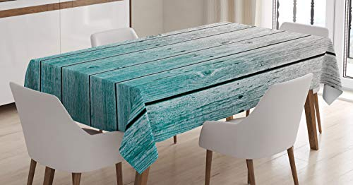 ABAKUHAUS Rustikal Tischdecke, Digitale Holzplatten, Personalisierter Druck mit Klaren Farben Waschbar Wasserfest kein Verblassen, 140 x 200 cm, Hellblau grau