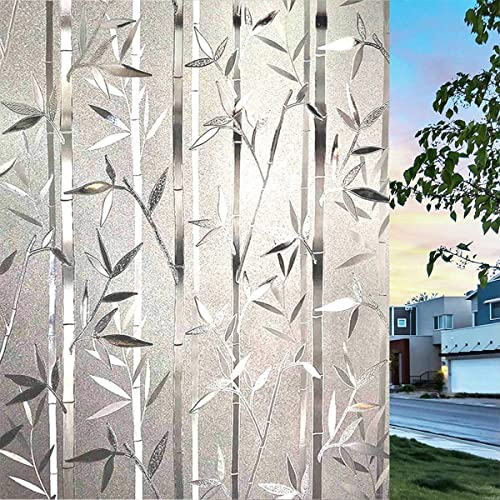 LEMON CLOUD 3D Fensterfolie Sichtschutzfolie Bambus Muster 60x400cm Statisch Haftende Dekofolie für Schlafzimmer Badezimmer Küche