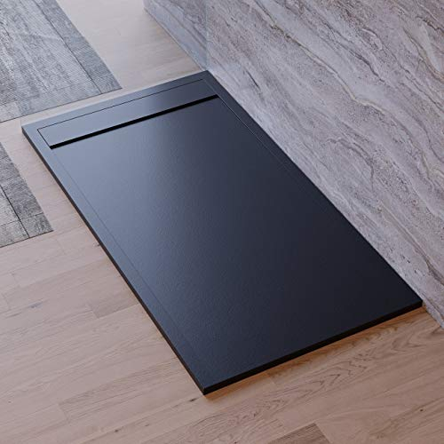 Bagno Super Duschwanne, modernes Design, Sevilla Modell, Marmor und Harz-Stein-Effekt, Luxus, Gelcoat 80x150 Schwarz