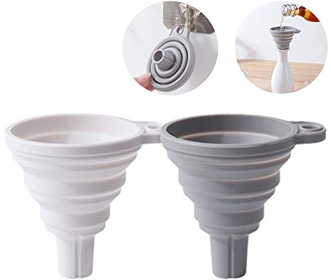 2 Pièces Entonnoir Pliable, Entonnoir Cuisine, Entonnoirs Pliables en Silicone Résistant à la Chaleur, Entonnoir Télescopique Portable en Silicone, pour Transférer Le Liquide et la Poudre