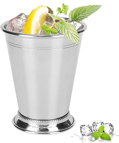 Agatige 400 ml Mint-Julep-Becher, 14 Unzen, silberne Cocktailgläser aus Edelstahl, Moscow Mule Cup, Mint-Julep-Gläser, Metallweingläser, Cocktailbecher, Mixgetränkeglas für Zuhause, Party, Bar