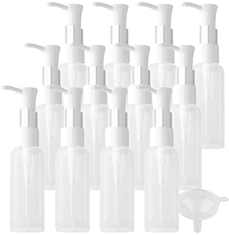 TIANZD 12 Stück Leere 50 ml Rund Klar Kunststoff PET Gelspender Pumpflasche Flasche mit Weiß Lotion-Spender Seifenspender Lotionspender für Kosmetik Seife Reinigungsöl Gels Cream