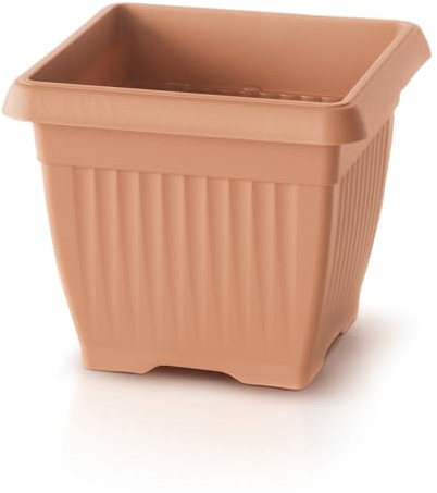 IMJ-Global Vaso Fioriera per piante Fiori TERRA DKWT45 Grande H35 da interno esterno Quadrato Terracotta 42 Litri 45x45x35 cm design Classico in plastica da balcone