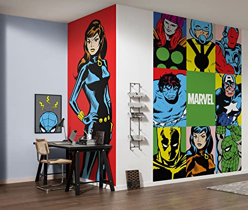 Komar Vlies Fototapete - Marvel PowerUp Team - Größe 150 x 250 cm (Breite x Höhe) - Kinderzimmer, Kindertapete, Tapete