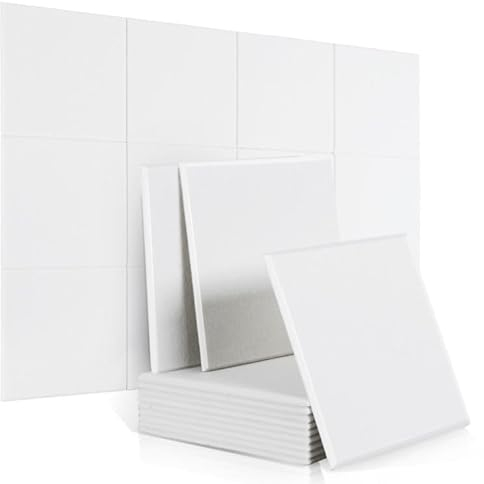 Rdutuok 12 Stücke Akustikplatten,30 x 30 x 1 cm Hochdichte Akustik Panel Schallschutzpaneele für Tonstudio, Büro,Studio,Akustische Behandlung und Wanddekoration(Weiß)