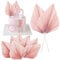 Pink Paper Palm Fan Cake Toppers, Wieat 8 Pcs Happy Birthday Cake Decorations, Palm Spear Leaf Cupcake Toppers Cake Insert Decoration, Craft DIY Bakeware Decoration for Birthday Party Wedding Supplies