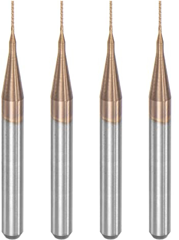 sourcing map 4 Stück Schaftfräser CNC Fräser Titanbeschichteter Wolframkarbid Gravierfräser für PCB Kunststoff Faser Holz 0,4 mm x 3 mm