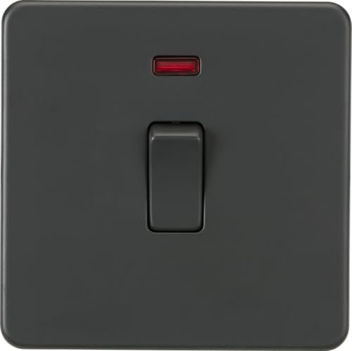 Screwless 20A 1G DP Switch with Neon - Anthracite