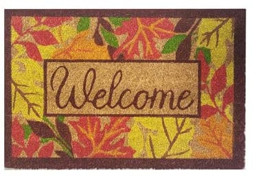 ED Natural Coir Mat Printed Patterned Dirt Trapper Indoor/Outdoor Door Mat Welcome Mat Non-Slip PVC Backed Doormat 60cm x 40cm (Welcome Autumn)