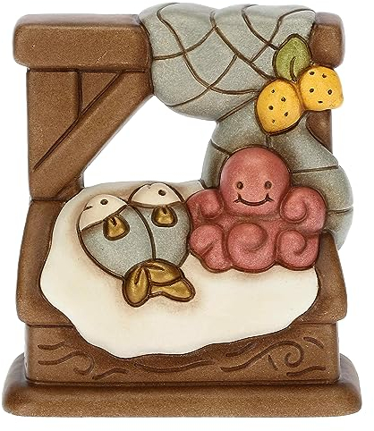THUN, Banco del Pesce in Ceramica Decorata a Mano, Linea Presepe Classico, Decorazioni Natale Casa, 8.3x4.8x9 cm h