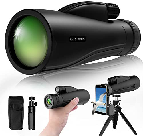 GTYORUS 10-30x50 Monocular Telescope - Low Night Vision HD Monoculars with Smartphone Adapter & Tripod Waterproof BAK4 Prism - High Power Long Range Scope for Bird Watching Travel Camping Hiking