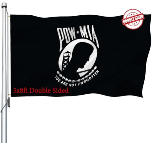 Pow Mia Flagge, doppelseitig, 12,7 x 20,3 cm, für den Außenbereich, strapazierfähiges Polyester, You are not forgotten Prisoner of War, Mia Pow-Flaggen, Banner mit 2 Messingösen, 4 Reihen genäht