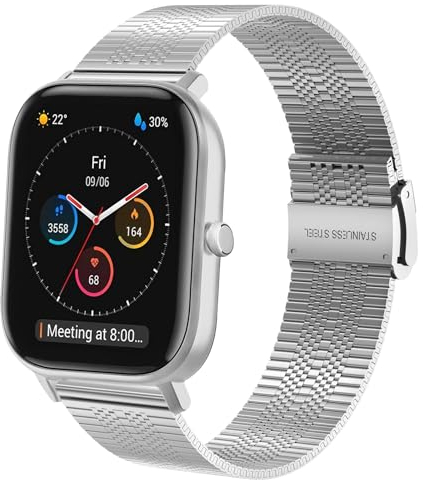 Cinturino in Acciaio Inossidabile per Amazfit GTS 4, GTS 3, Bip U Pro, GTR Mini, Active - 20mm Metallo Compatibile con GTS 2, Bip U