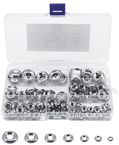Yuhtech 296Pcs Rondelle a Tazza, Det di Rondelle di Finitura Svasate, M4-M16 Rondelle a Tazza in Acciaio Inox Rondelle Di finitura a Vite Svasata Con Una Custodia in Plastica
